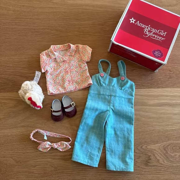 American Girl Floral Outfit Set - Pink Blue and White